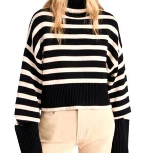 Denimist Cropped Sailor Stripe Turtleneck Sweater sz XXS